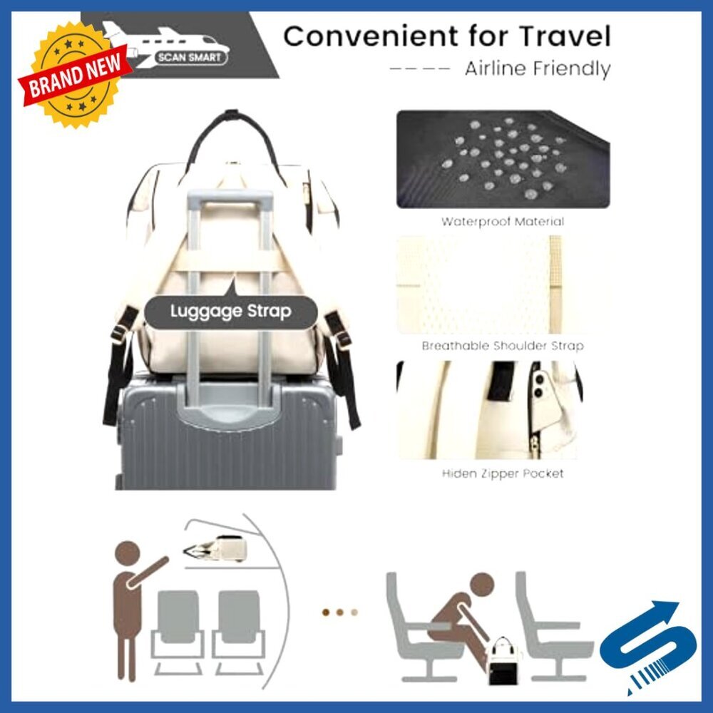 Large 17-Inch Laptop Backpack with USB Port, Waterproof Nylon Work Bag - Picture 4 of 6